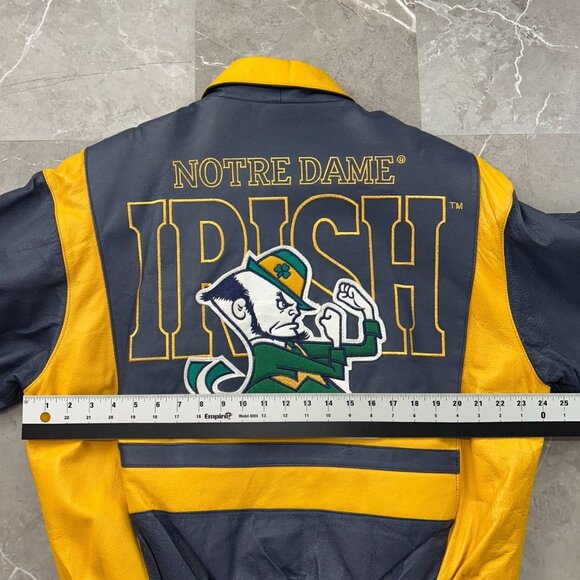Vintage Notre Dame Leather Jacket Mens Large Bomber Fighting Irish Letterman - Picture 11 of 13